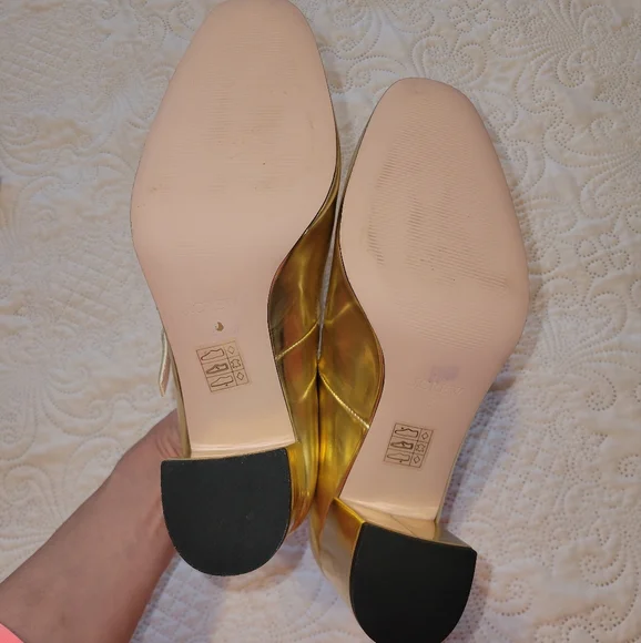J.Crew Maisie Gold Metallic Block Heel Mary Jane Pumps NWOT Size 8 - Picture 5 of 9